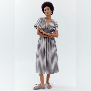 Anthropologie V-Neck Zip-Front Midi Dress, NWT